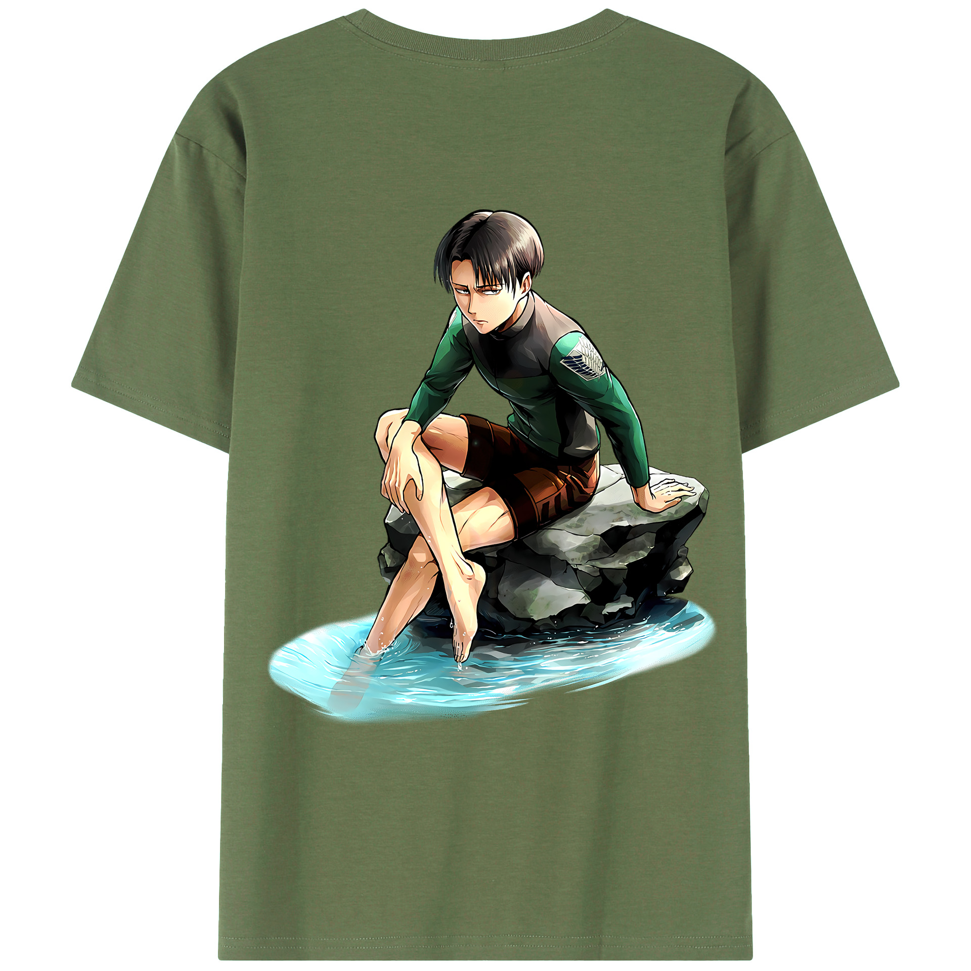 （画像用） 進撃の巨人 リヴァイ·アッカーマン Attack on Titan Levi Ackerman 綿100％ メンズ半袖Tシャツ（バックプリント） 通気性